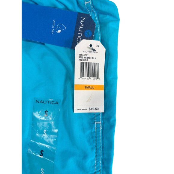 Nautica Mens S Swim Trunks Blue Quick-Dry Nylon Drawstring Elastic Waist - Picture 9 of 9
